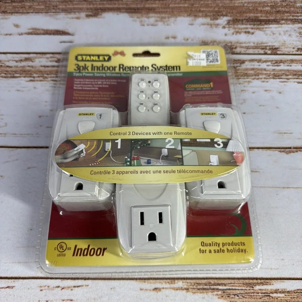 NEW SEALED Stanley Wireless Remote Outlet System 3-Pack 80ft Range PK305
